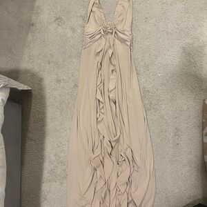 WeWoreWhat Cream Backless Gown